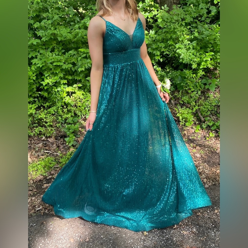 Emerald Green Sequin Prom Dress — Size Small